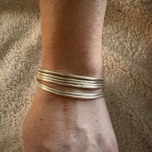 Elegant Silver Bangle Bracelet Set